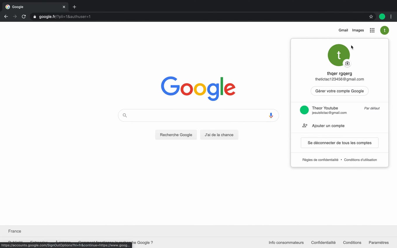 Nouveau profil créé sur Google Chrome