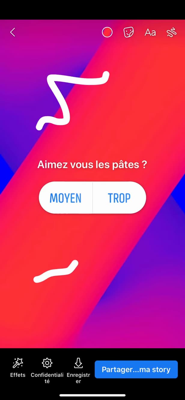 Publication d'une story avec sondage sur Facebook