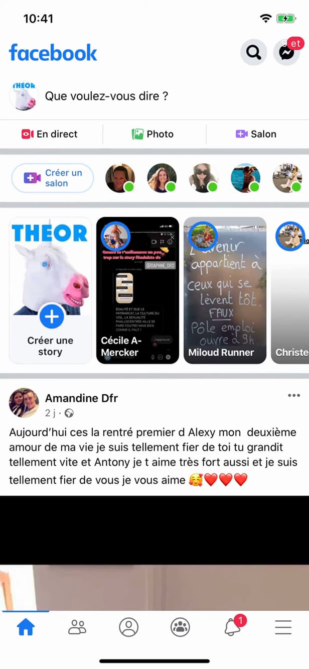 Bouton Créer une story sur Facebook