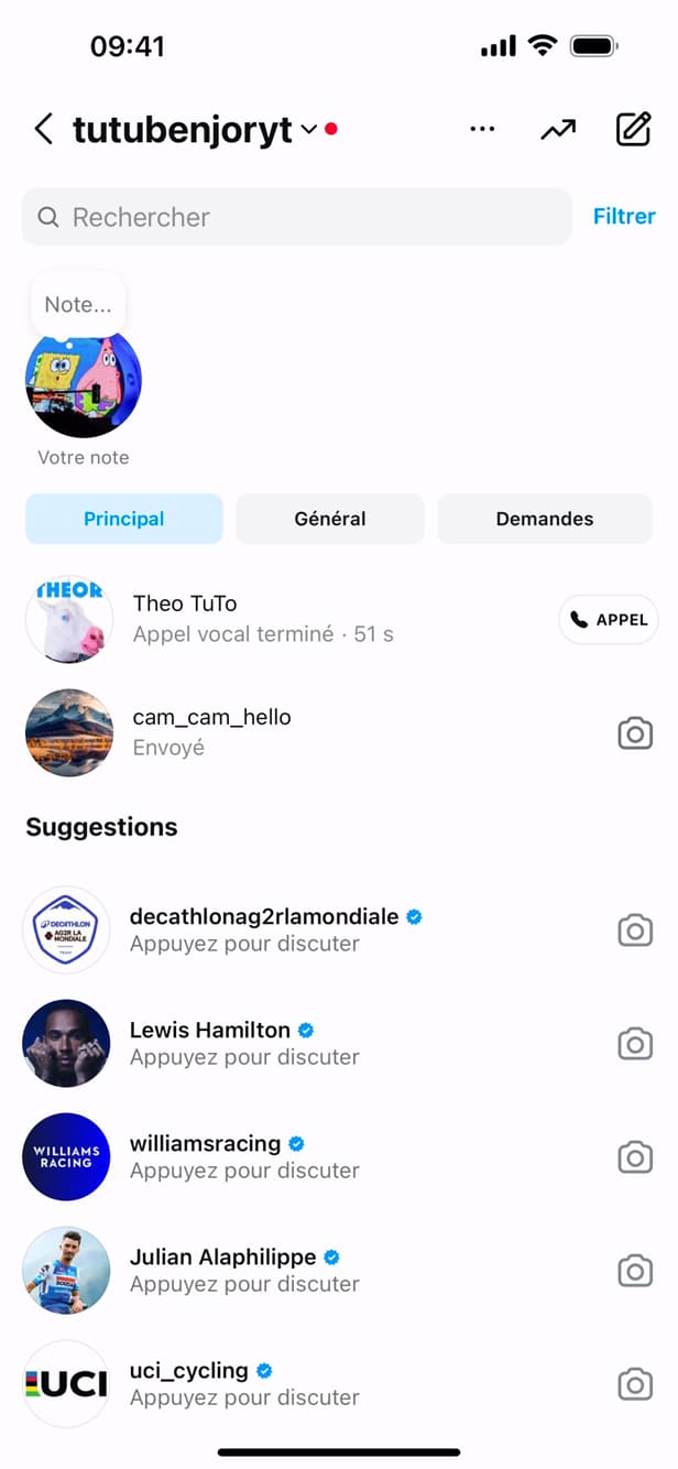 Option Supprimer une discussion Instagram
