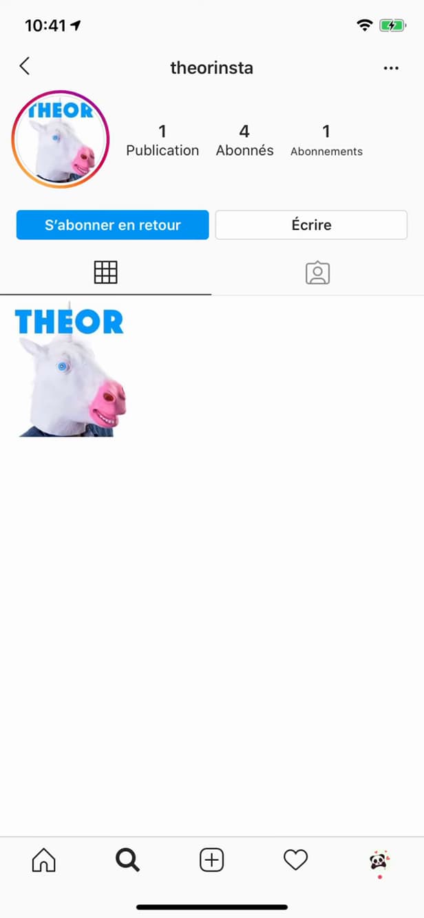 Bouton Écrire sur un profil Instagram