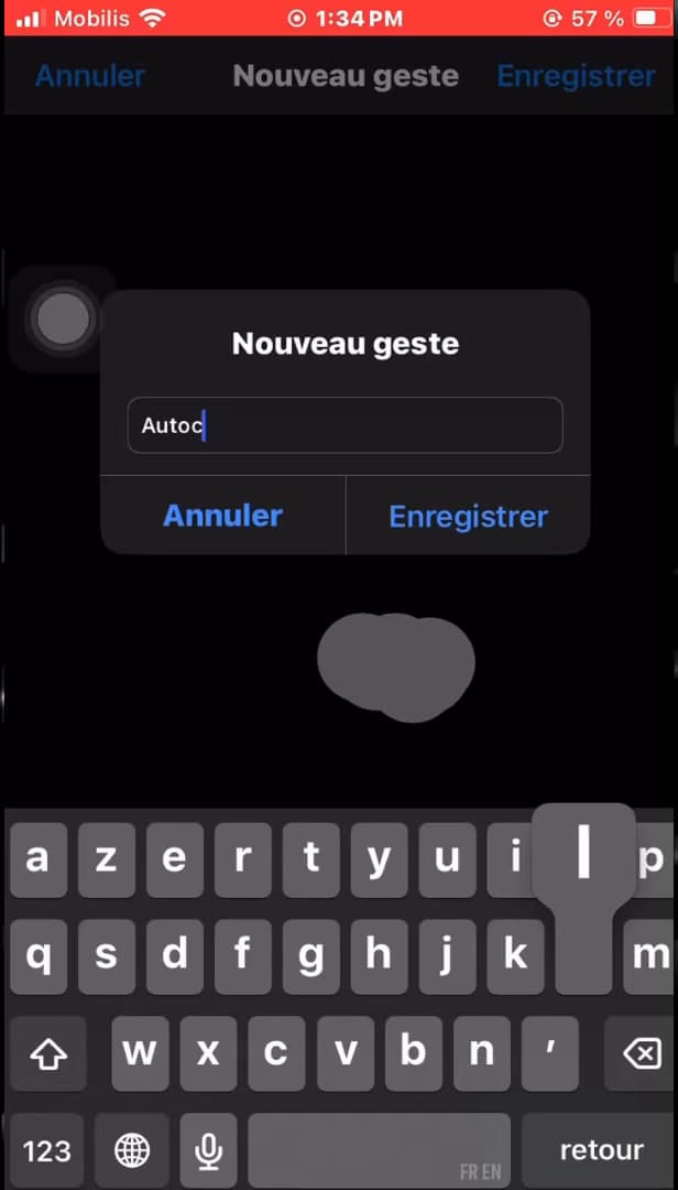 Création d'un geste personnalisé Autoclicker sur iPhone