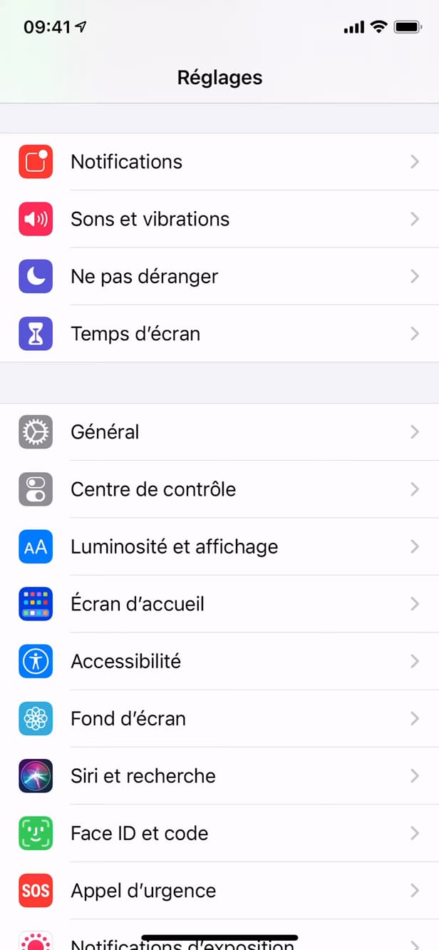 Réglages des notifications du téléphone