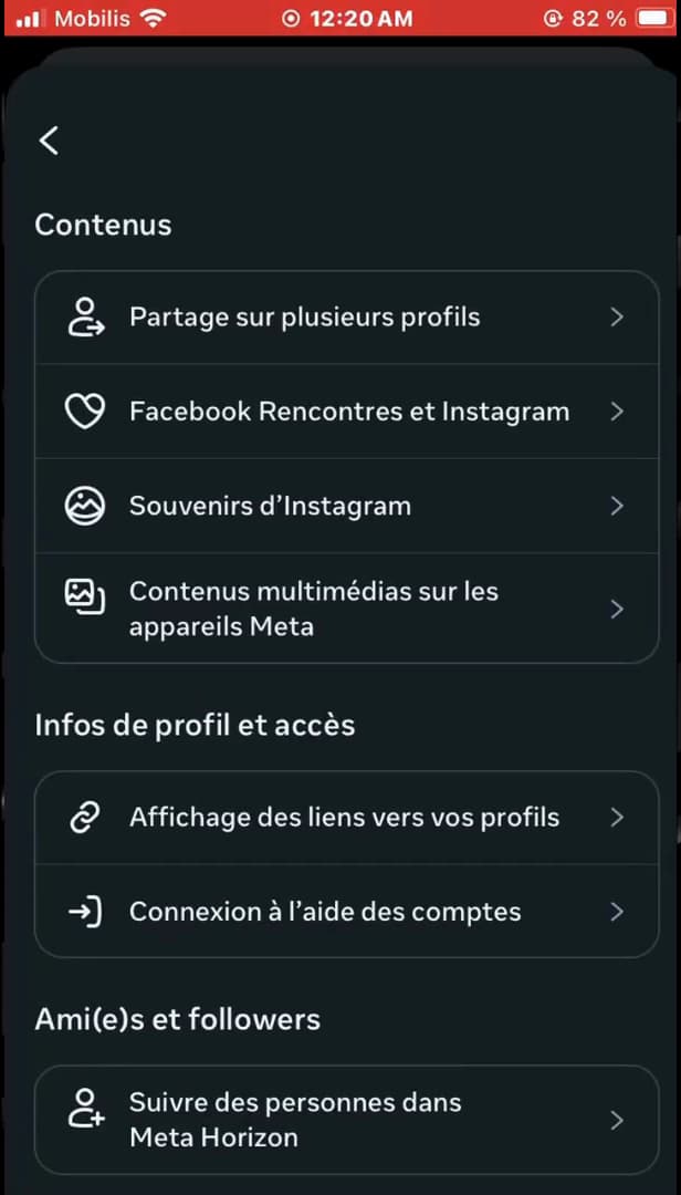 Option Déconnexion en bas des paramètres Messenger