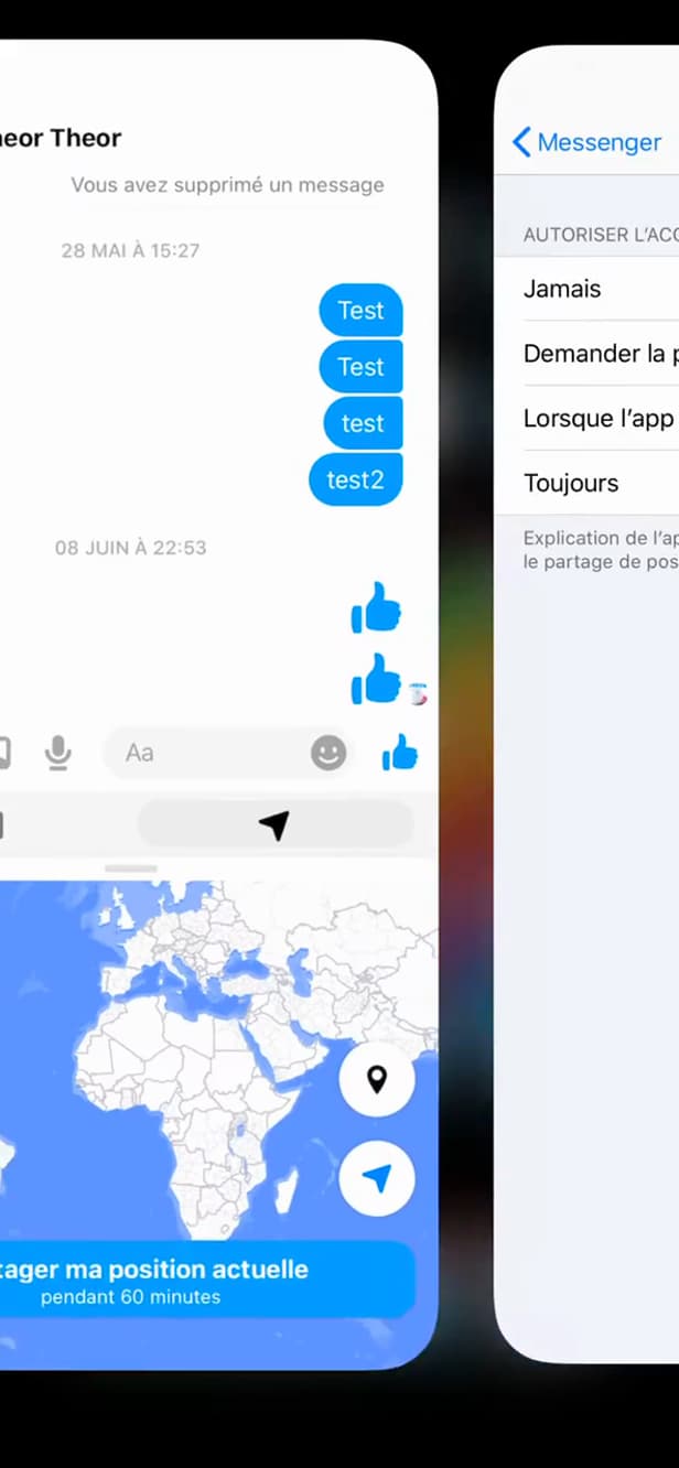 Autorisation de localisation pour Messenger