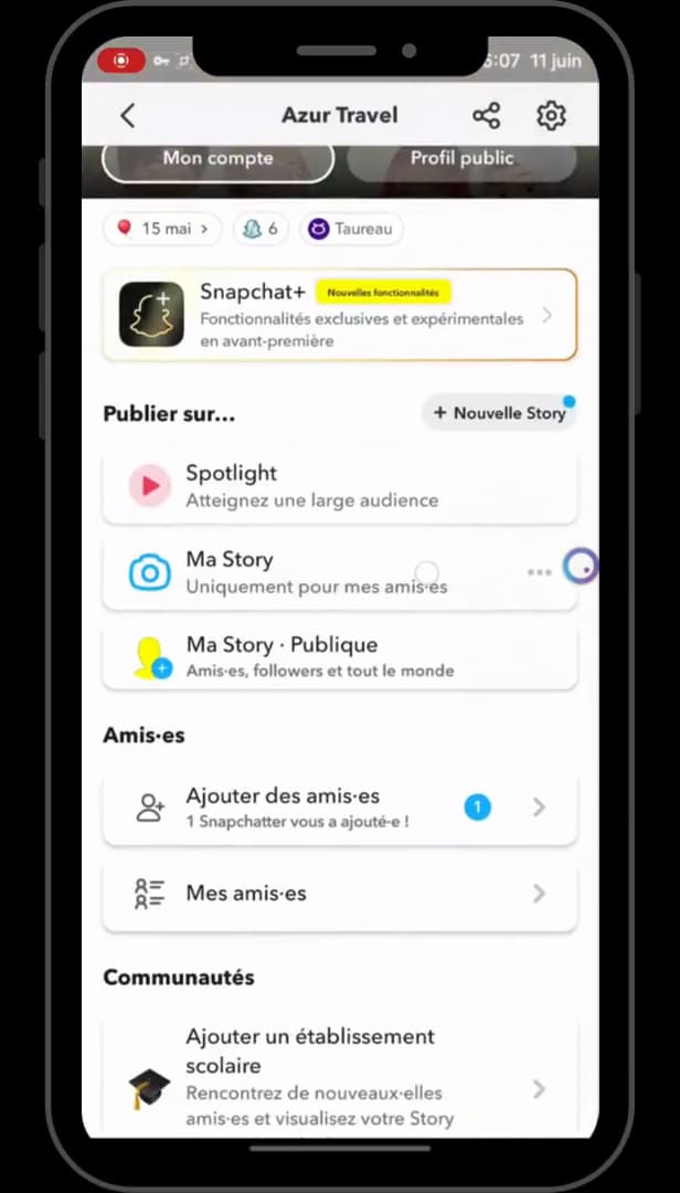 Liste Mes ami·es sur Snapchat