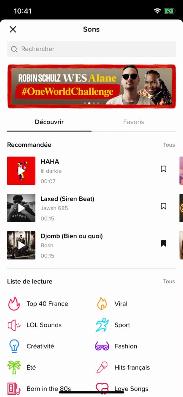 Bibliothèque de sons TikTok