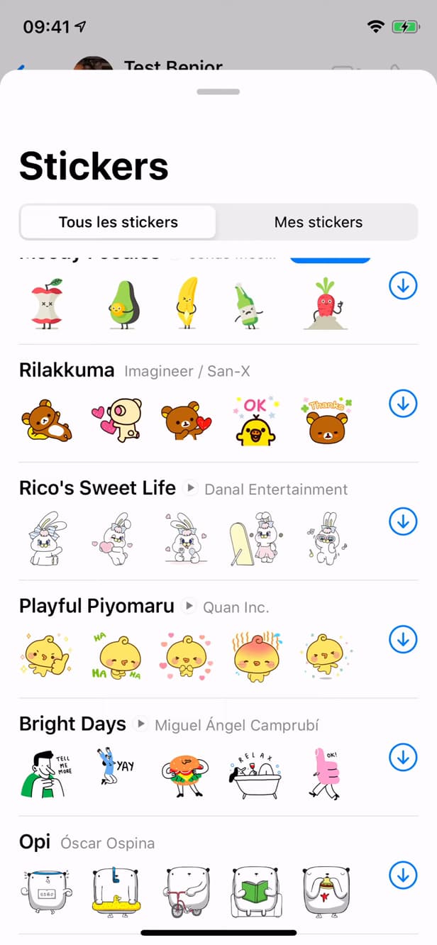 Téléchargement d'un pack de stickers animés sur WhatsApp