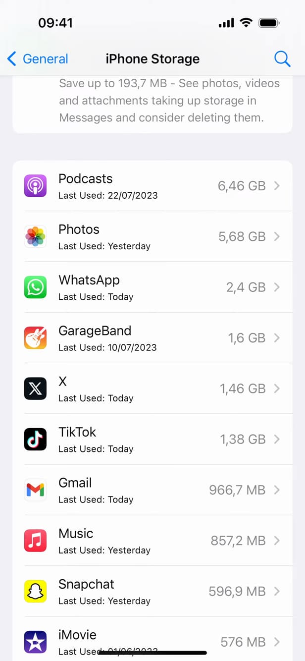 Option Décharger l'app (Offload App) pour WhatsApp sur iPhone